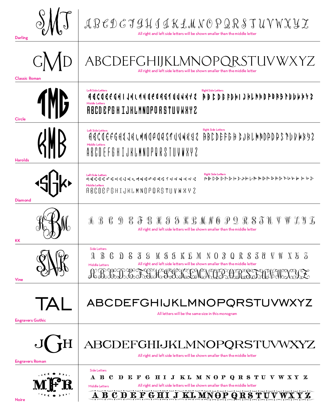 If adding a monogram, pick your Monogram